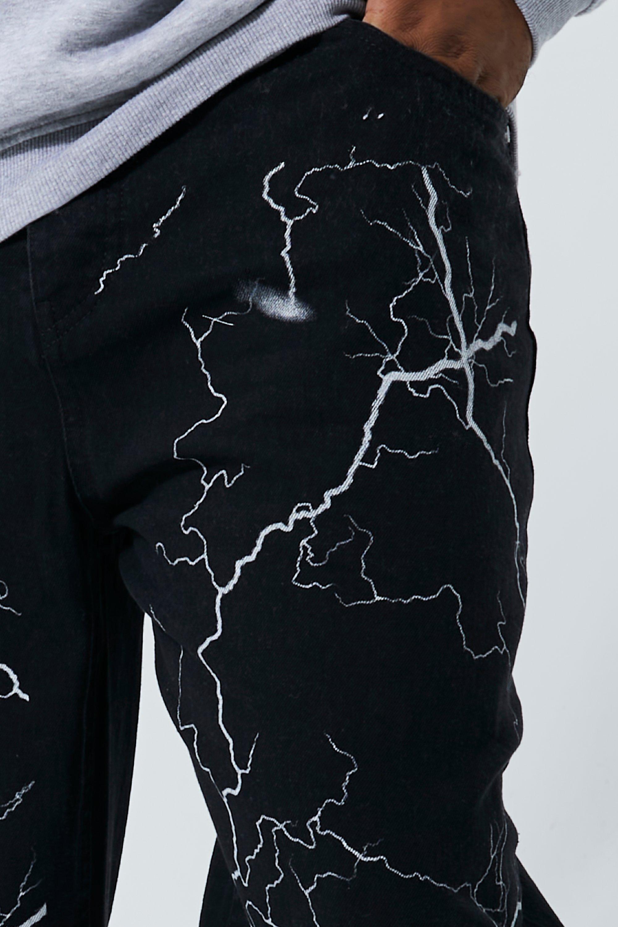 Plus Relaxed Fit Lightning Print Rigid Jean